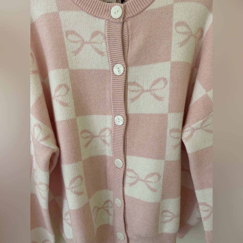 Sincerely Jules Baby Pink and White Knit Bow Cardigan 
Size: Small
NWT - Picture 4 of 15